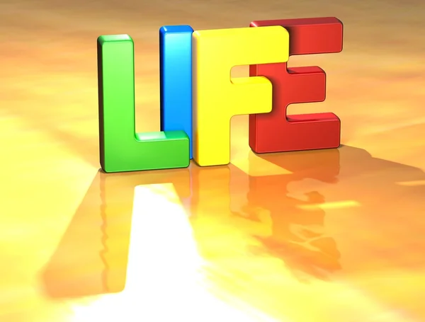 Palavra Vida no fundo amarelo — Fotografia de Stock