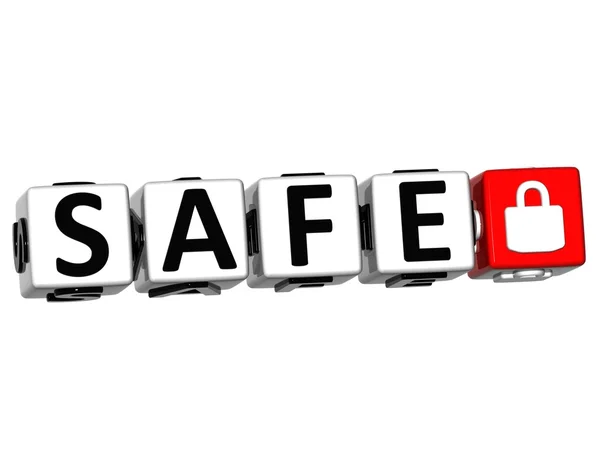 3D Safe Button Click Here Block Text — Stock Photo, Image