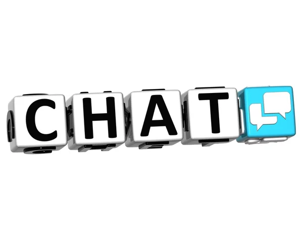 3D Chat Button Click Here Block Text — Stock Photo, Image