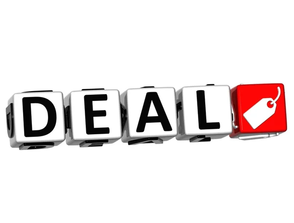 3D Deal Button Click Here Block Text — Stock Photo, Image