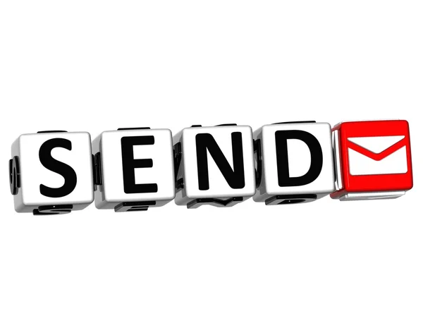 3D Send Button Click Here Block Text — Stock Photo, Image