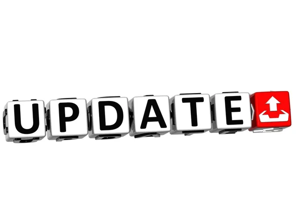 3D Update Button Click Here Block Text — Stock Photo, Image