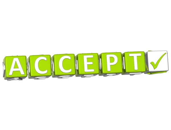3D Accept Button Click Here Block Text — Stock Photo, Image
