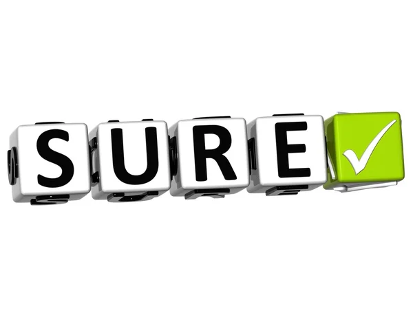 3D Sure Button Click Here Block Text — Stock Photo, Image