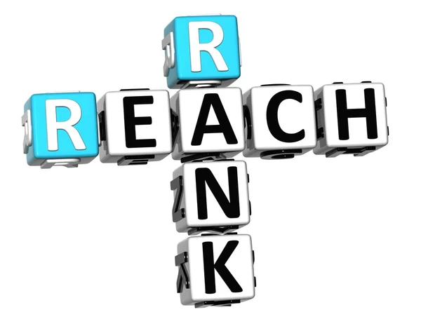 3D Reach Rank Crossword — Stock Photo, Image