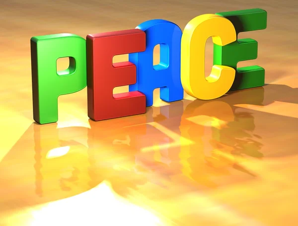 Slovo mír na žlutém podkladu — Stock fotografie