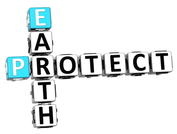3D Earth Protect Crossword — Stock Photo, Image