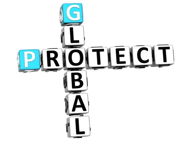 3D Global proteger palavras cruzadas — Fotografia de Stock