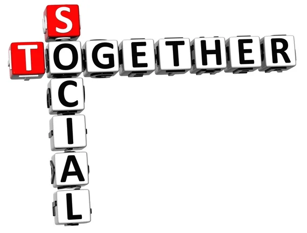 3d soziale zusammen Kreuzworträtsel — Stockfoto