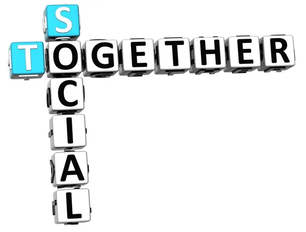 3d soziale zusammen Kreuzworträtsel — Stockfoto