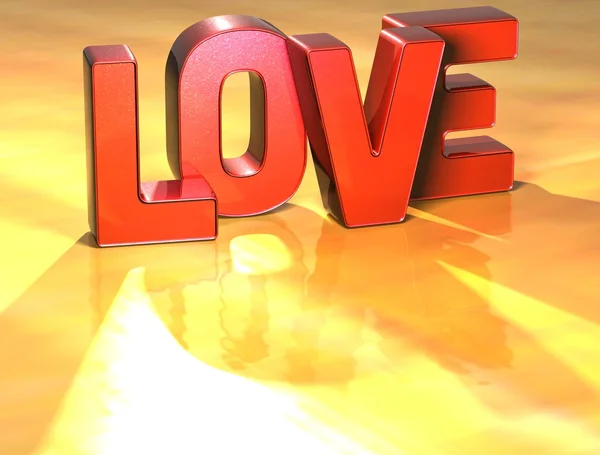Word Love on yellow background — Stock Photo, Image