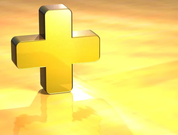 3D First-aid Gold Sign — Stock Photo, Image