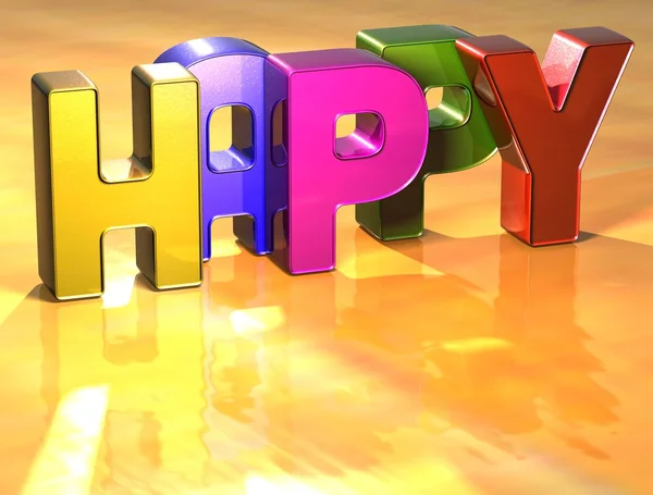 Word Happy on yellow background — Stock Photo, Image