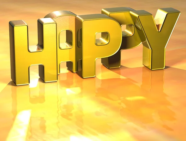Woord gelukkig op gele achtergrond — Stockfoto