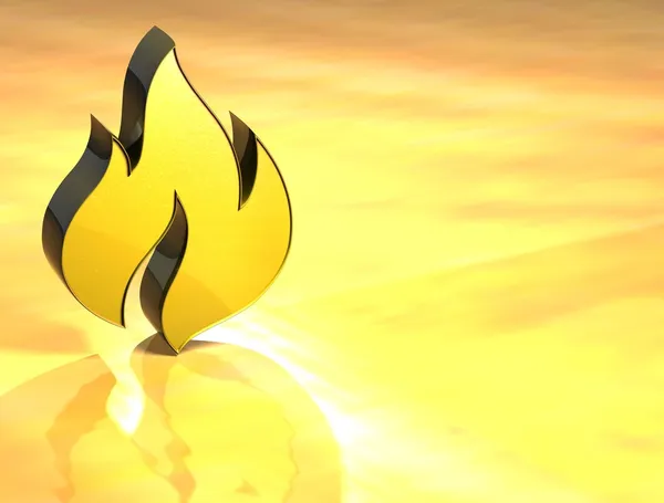 3D φλόγα χρυσό σημάδι — Φωτογραφία Αρχείου