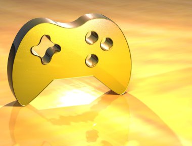 3D Game Pad Gold Sign clipart