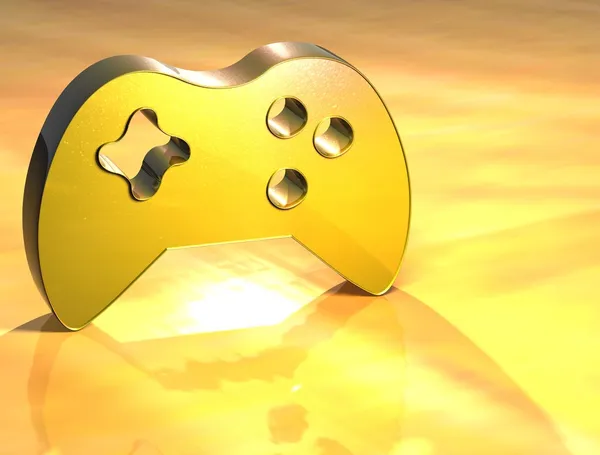 3D Game Pad Gold Sign — Stock Photo, Image