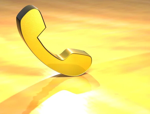 3D značka zlaté sluchátko telefonu — Stock fotografie