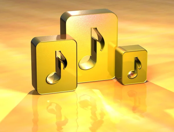 3D Music Note Gold Sign — Stock Photo, Image