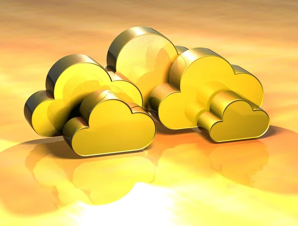 3D Clouds Gold Sign — Stock Photo, Image
