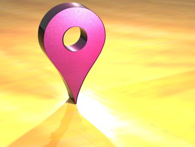 3D harita PIN pembe işareti