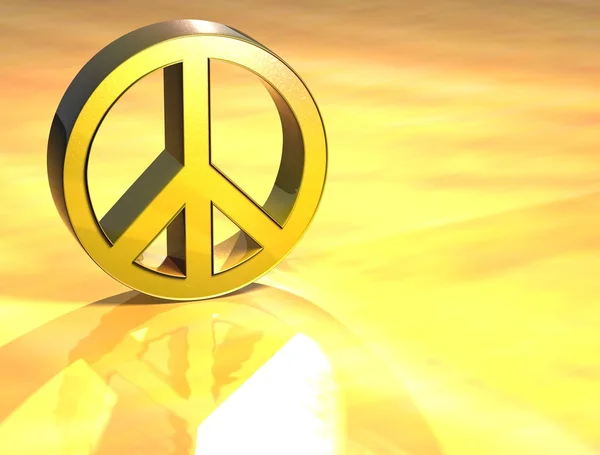 Signo de oro de paz 3D — Foto de Stock