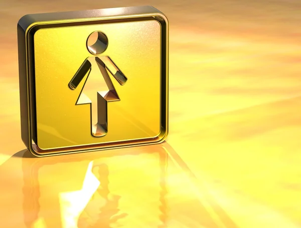 3D Women Toilet Gold Sign — Stock Photo, Image