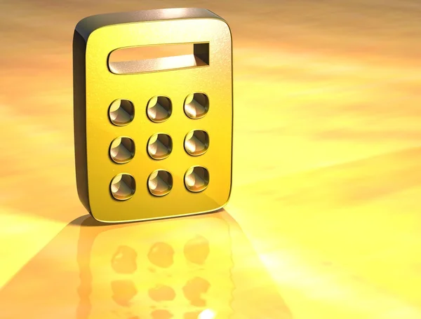 3D rekenmachine goud teken — Stockfoto