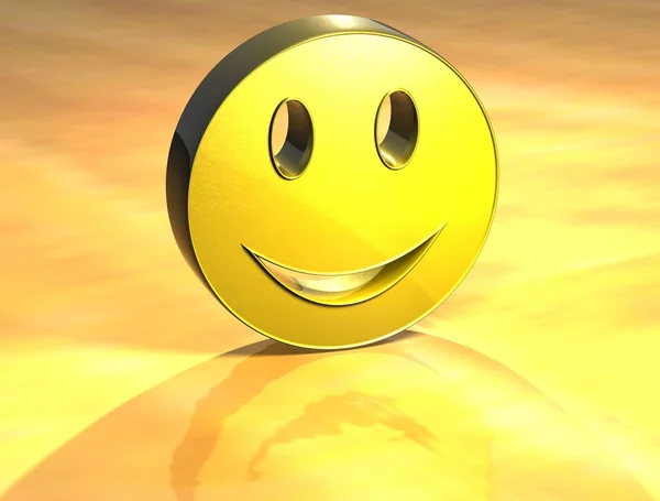 3D Посмішка Золотий знак — стокове фото