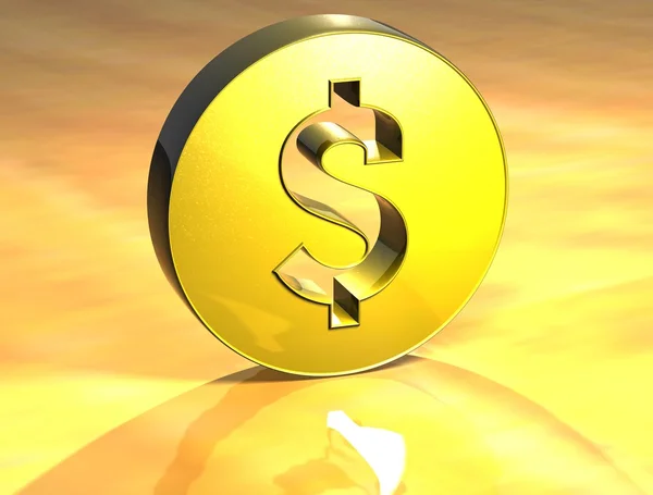 3D dolar zlaté znamení — Stock fotografie