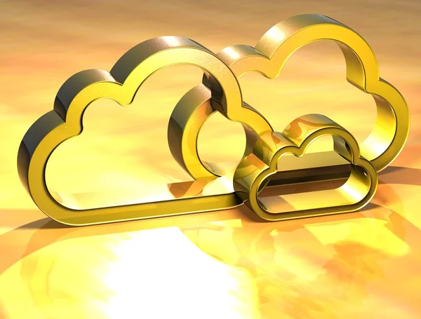 Clouds 3D Signo de oro —  Fotos de Stock