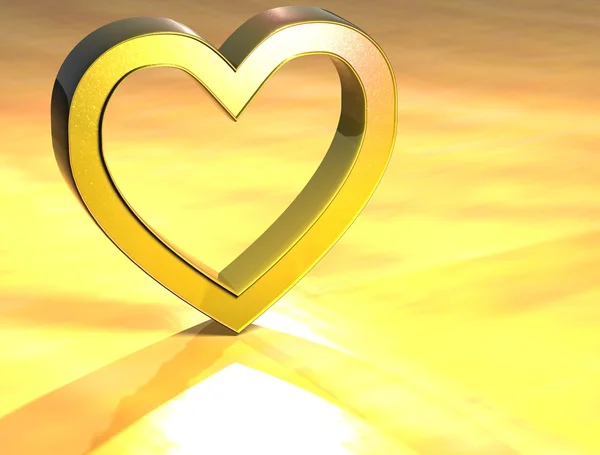 3D hjärta guld tecken — Stockfoto