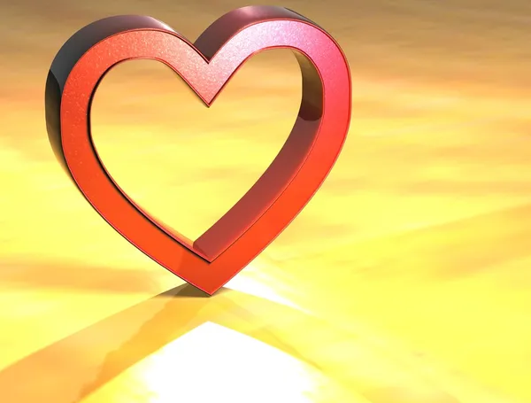 3D serca czerwony znak — Zdjęcie stockowe