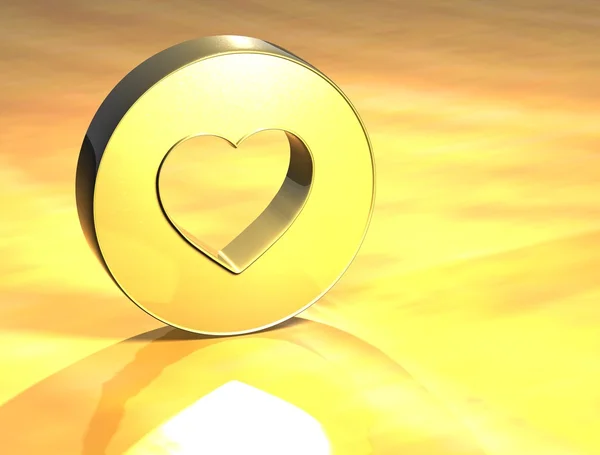 Знак золотого сердца 3D — стоковое фото