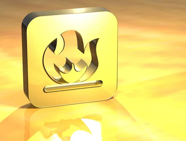 Sinal de ouro fogo 3D — Fotografia de Stock