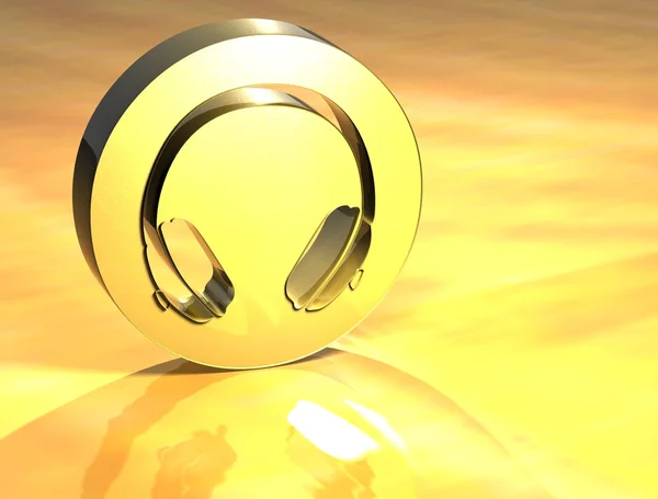 Fones de ouvido 3D Gold Sign — Fotografia de Stock