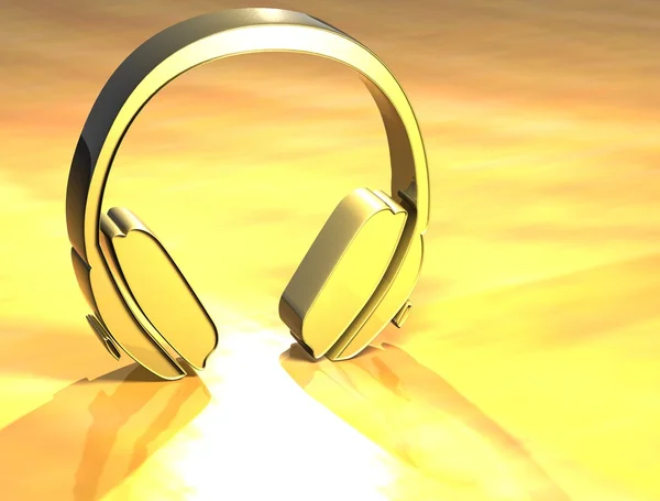 3d 耳机黄金标志 — 图库照片