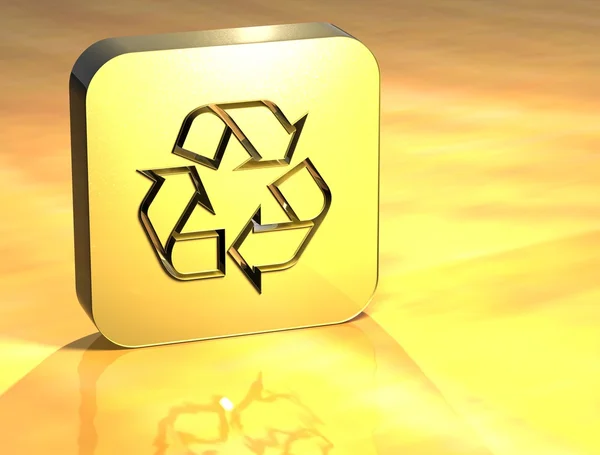 Sinal de ouro de reciclagem 3D — Fotografia de Stock
