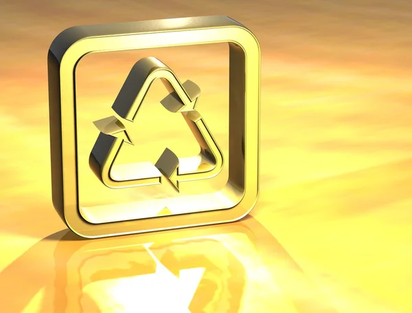 3D Recycle Gold Sign — Stock Photo, Image