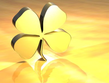 3D Four-leaf Clover Gold Sign clipart