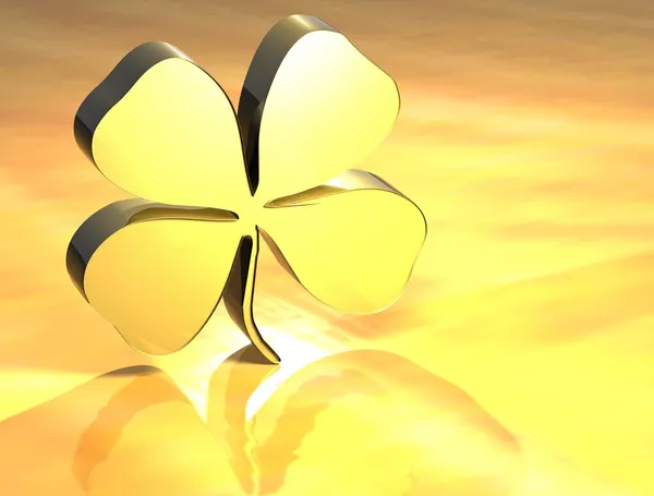 Stock image 3D Four-leaf Clover Gold Sign