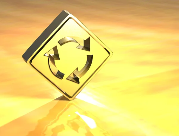 3D-Recycling-Goldzeichen — Stockfoto