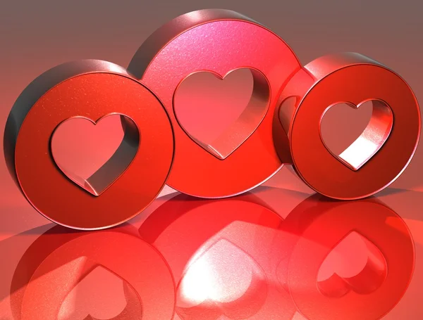 3D hjärta röd skylt — Stockfoto