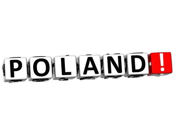 Botão Polônia 3D Clique aqui Bloquear texto — Fotografia de Stock