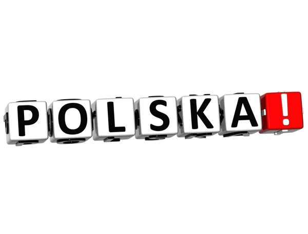 Botón Polska 3D Haga clic aquí Bloquear texto —  Fotos de Stock