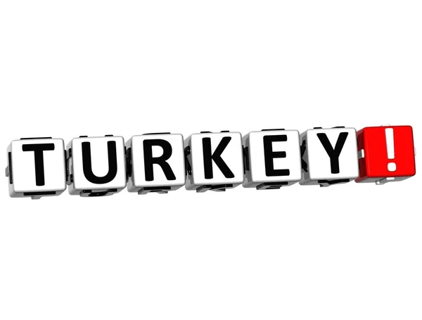 Botón de Turquía 3D Haga clic aquí Bloquear texto — Foto de Stock
