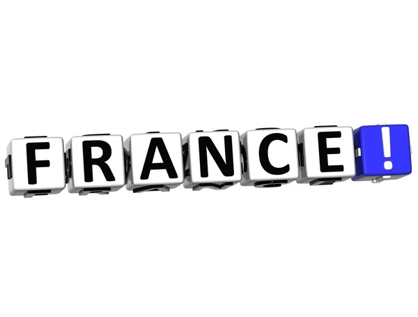 3D France Button Click Here Block Text — Stock Photo, Image