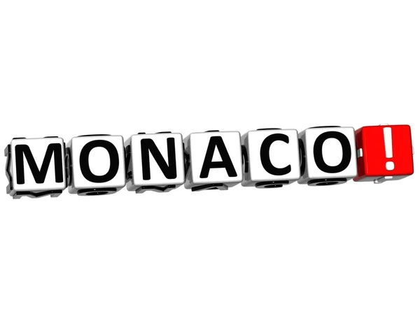 3D Monako przycisk kliknij tutaj blok tekstu — Zdjęcie stockowe