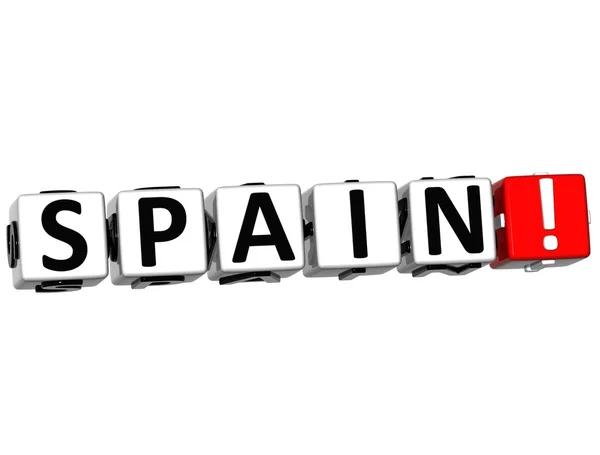 3D Spain Button Click Here Block Text — Stock Photo, Image