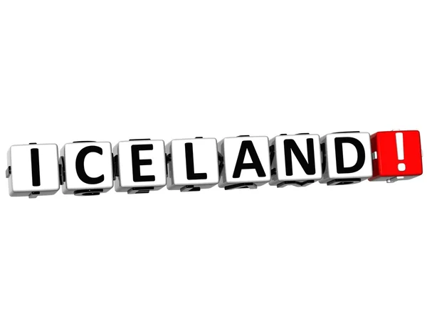 3D-IJsland knop Klik hier blok tekst — Stockfoto
